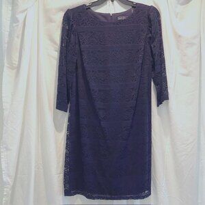 Jessica Howard Plus Size 14W Navy 3/4 Sleeve Lace Sheath Dress